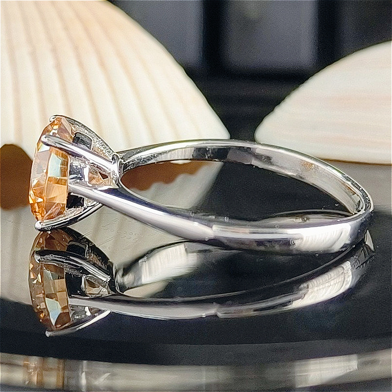 Women's 2/3 Carat Yellow Moissanite Ring, Timeless Design